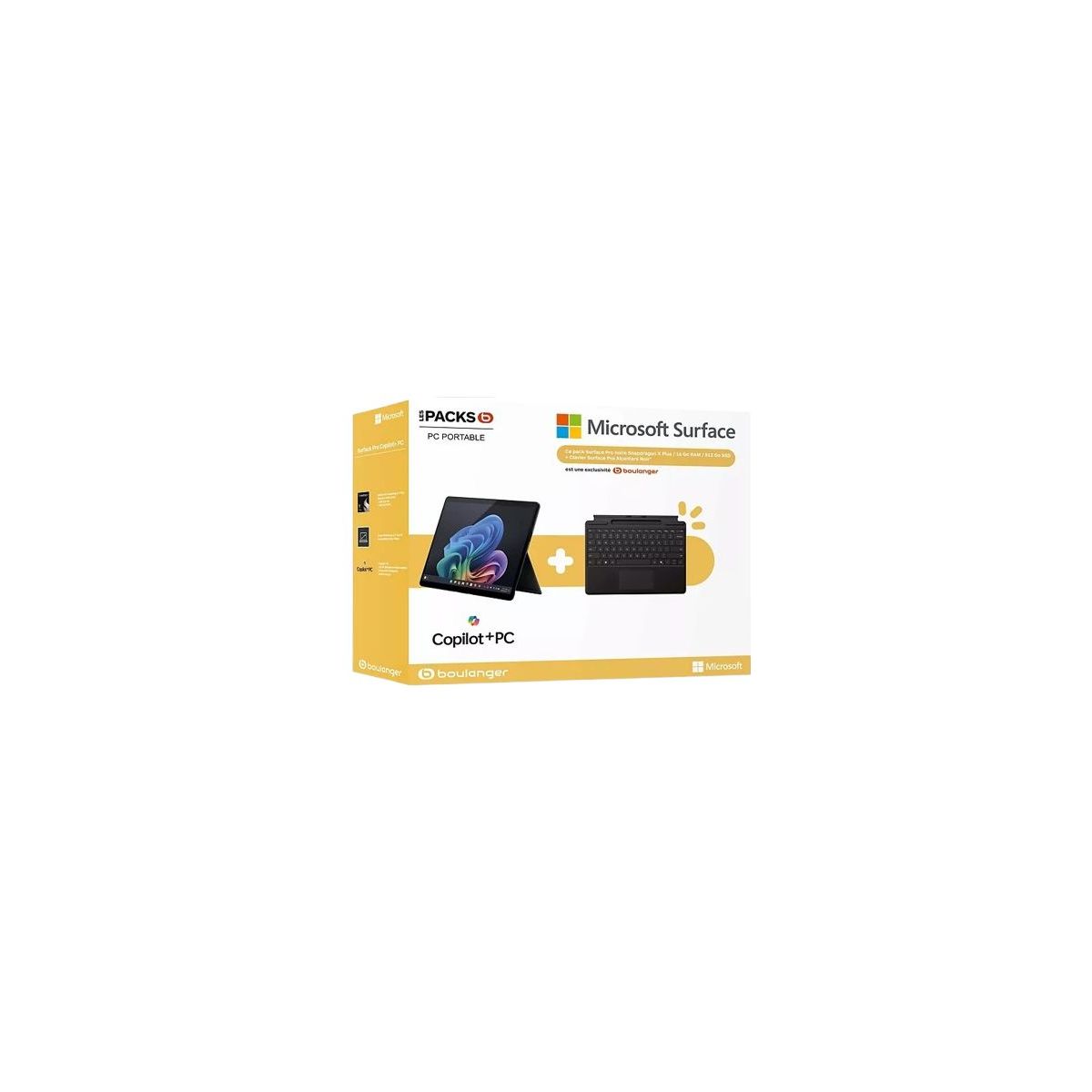PC Hybride Pack Surface Pro 13" Snapdragon X plus 16 Go RAM LPDDR5x SSD 512 Go Copilot+PC, MICROSOFT