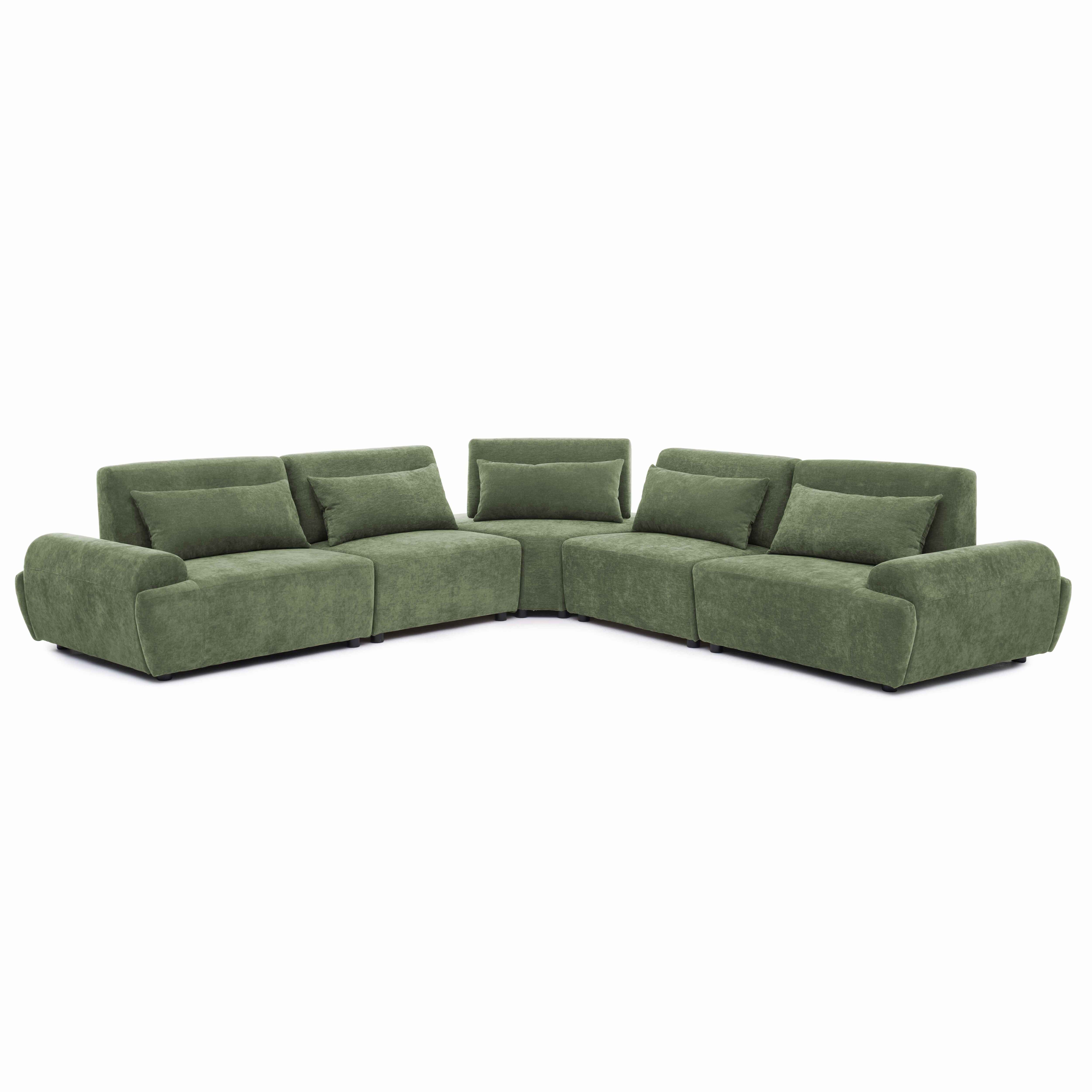 Canapé modulable d'angle 5 places en tissu avec coussins dossier ajustable, CALLISTO, OVIALA