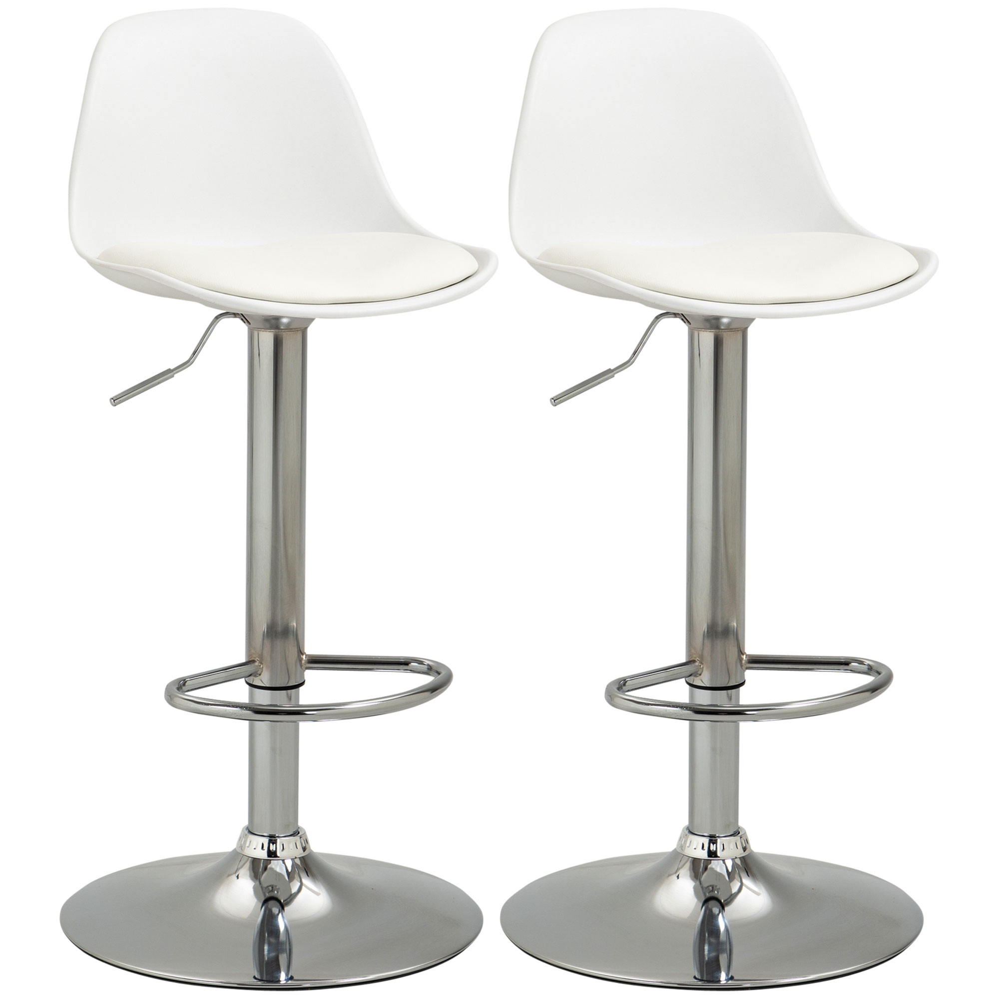 Tabouret de bar Polyuréthane Blanc, HOMCOM
