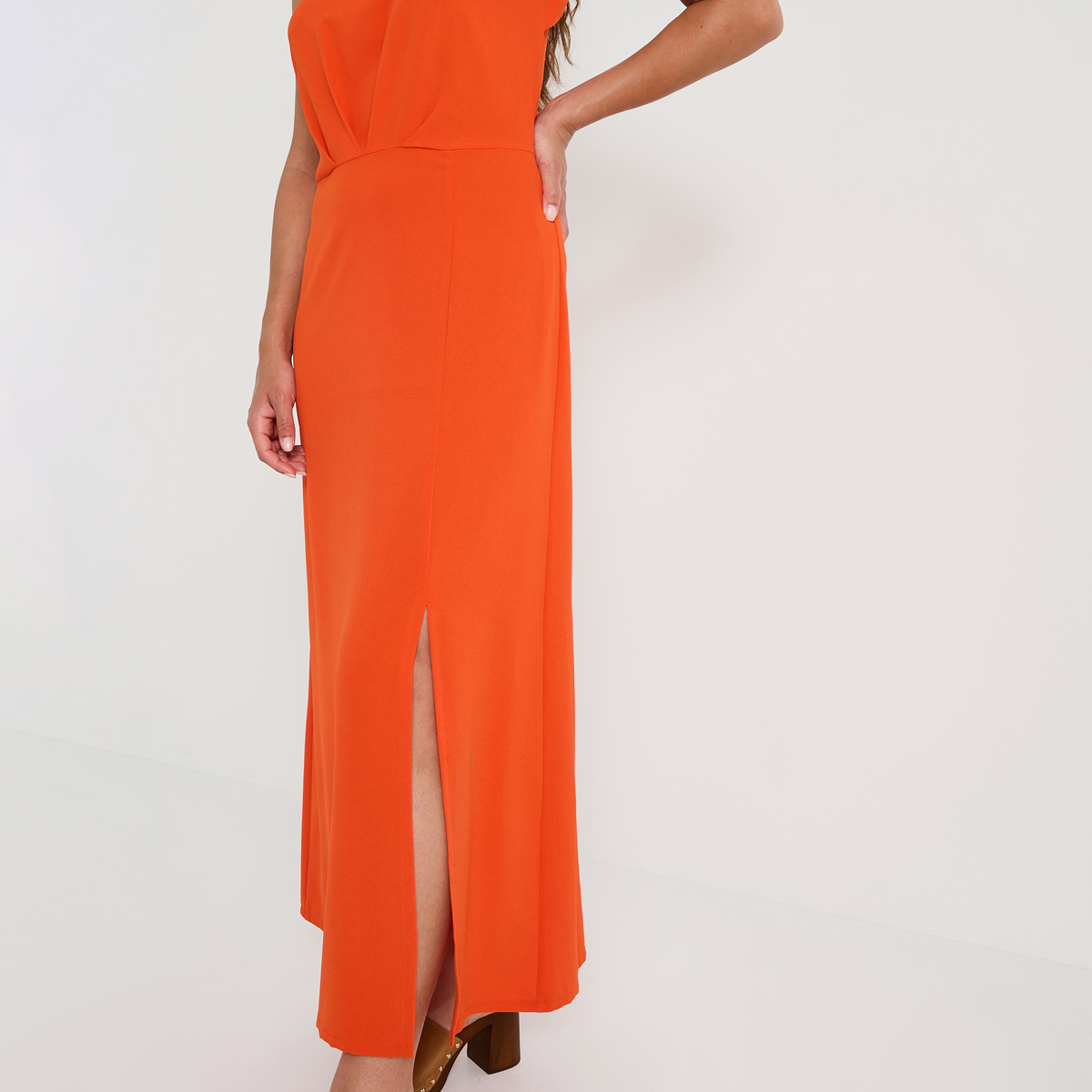 Robe Longue Orange Occasion - Taille M/L/XL - Style évasé - Longueur Cheville - Bon état