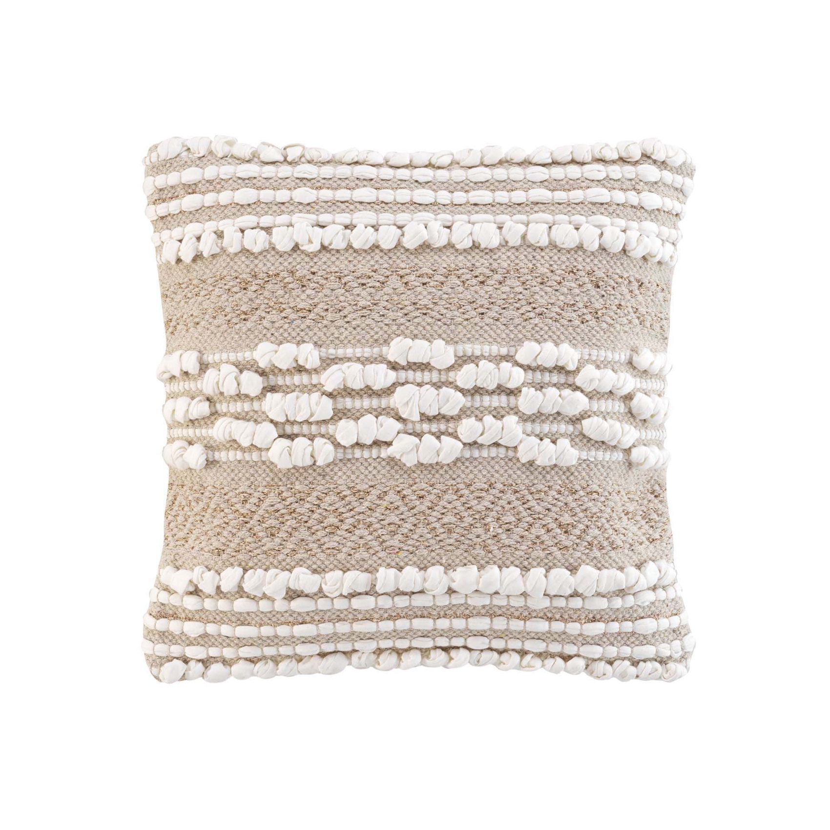 Coussin déhoussable en polycoton avec broderies et fils métallisés, DOUCEUR D'INTÉRIEUR
