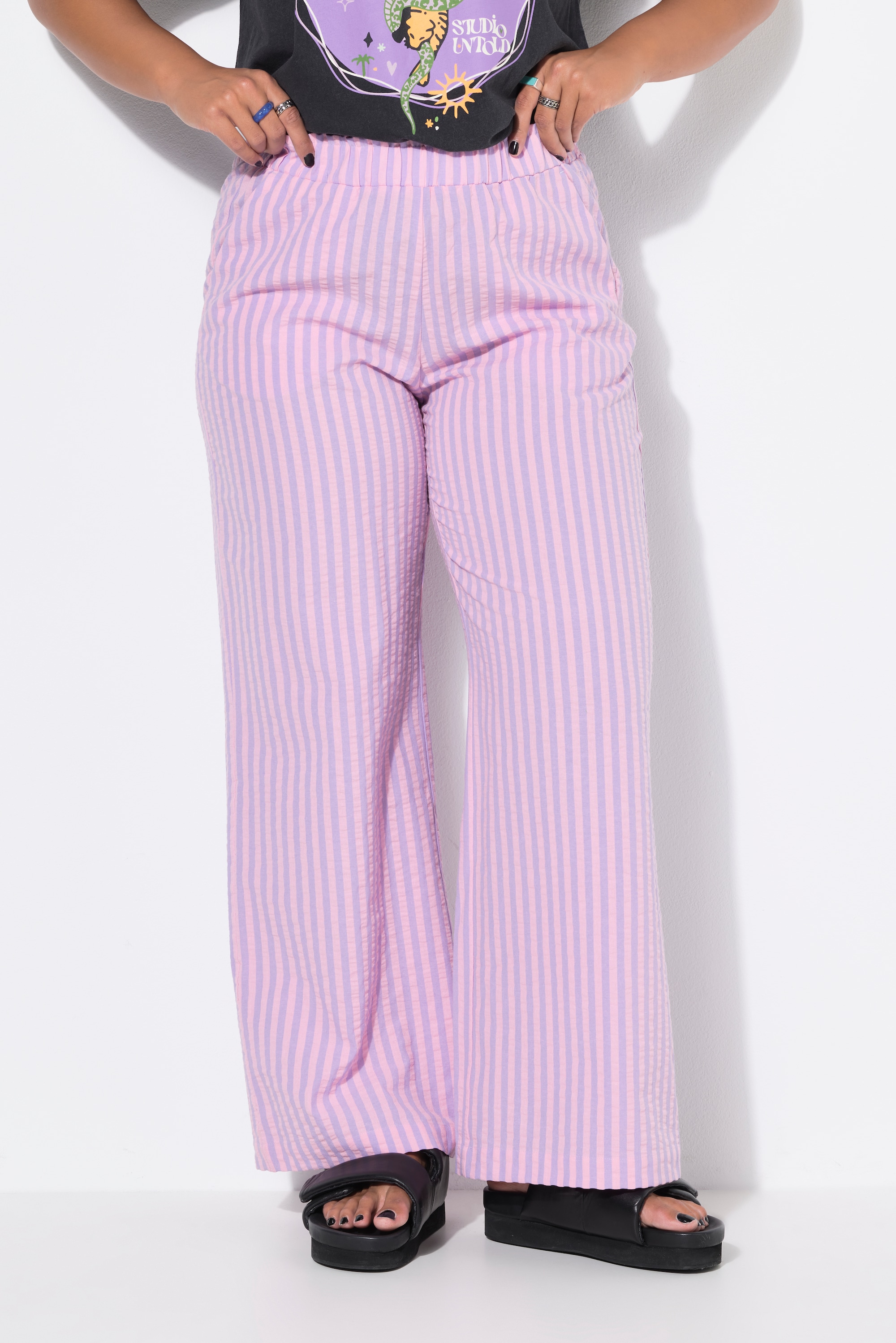 Pantalon à jambe large en tissu seersucker, STUDIO UNTOLD