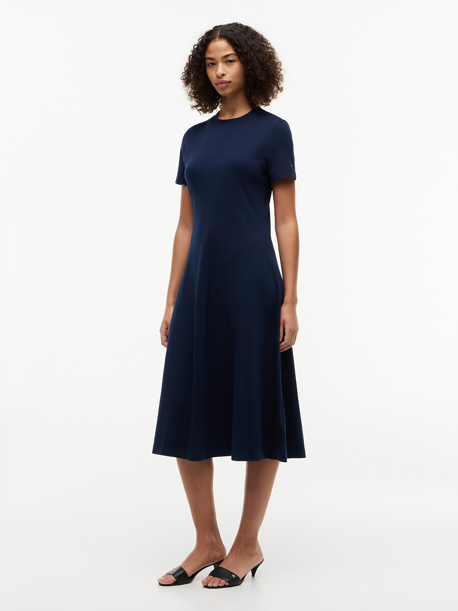Robe midi évasée manches courtes, TOMMY HILFIGER