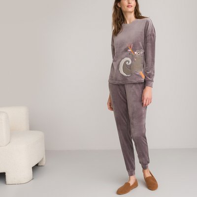 Pijama de punto de terciopelo con motivo animal LA REDOUTE COLLECTIONS
