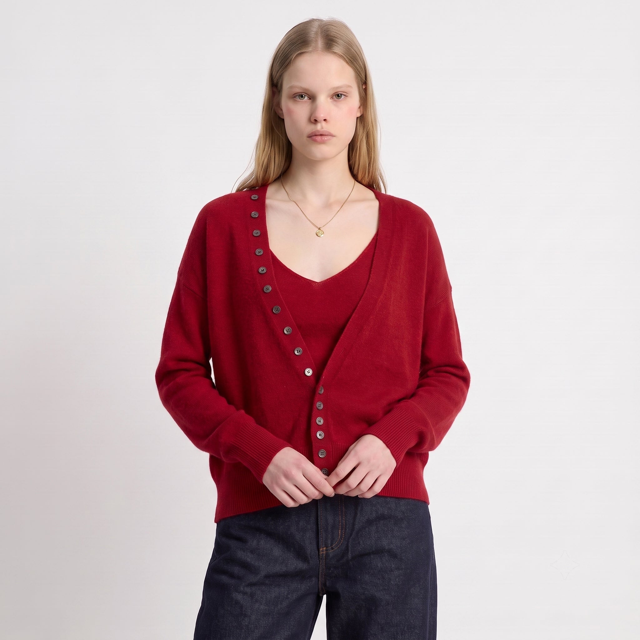 Cardigan col en V boutonné manches longues ANELIA, ARTLOVE