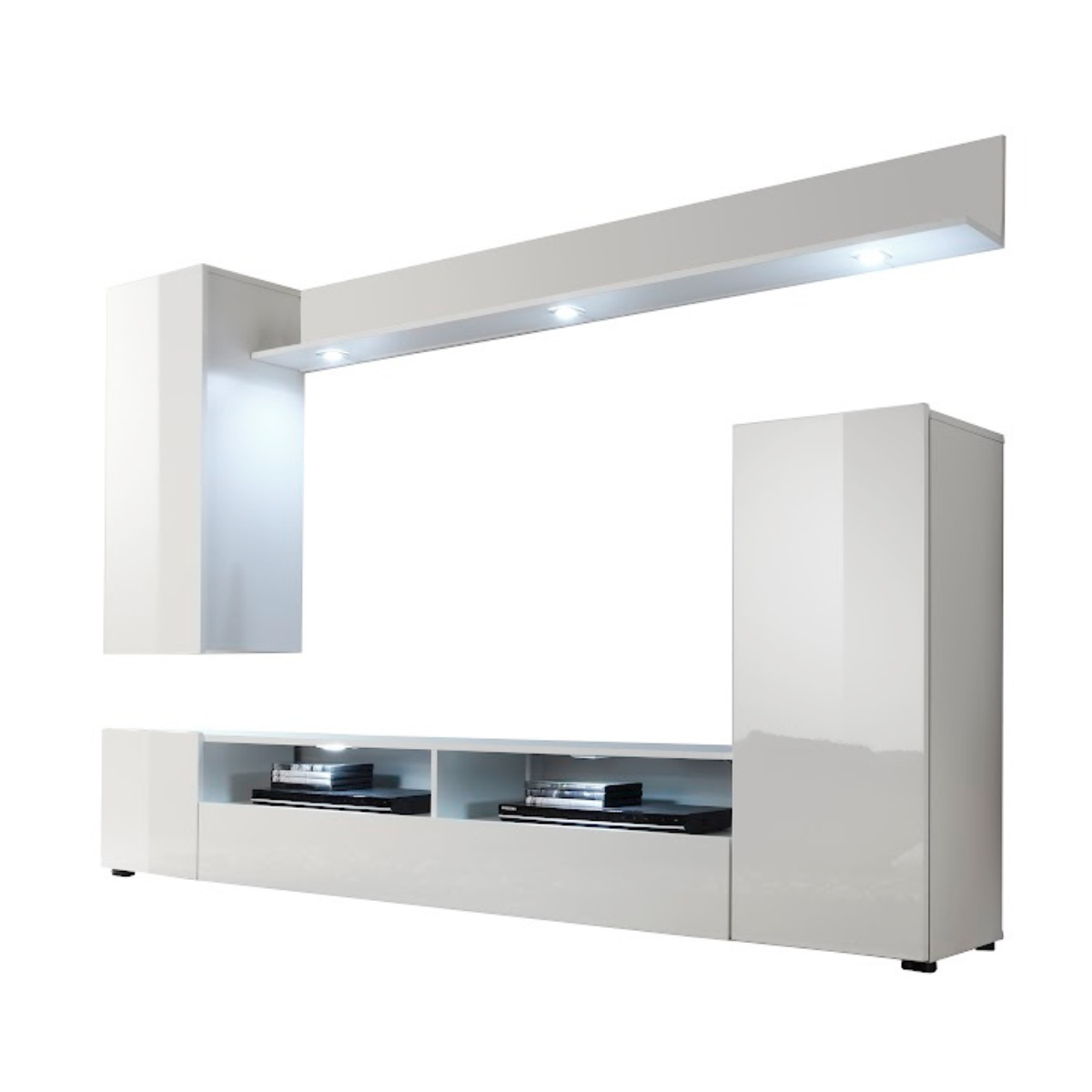 Ensemble TV complet façades blanc brillant - L201 cm, CALICOSY