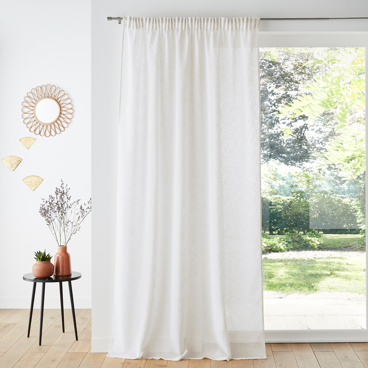 Nyong Linen Effect Voile Panel with Gathered Braid Finish
