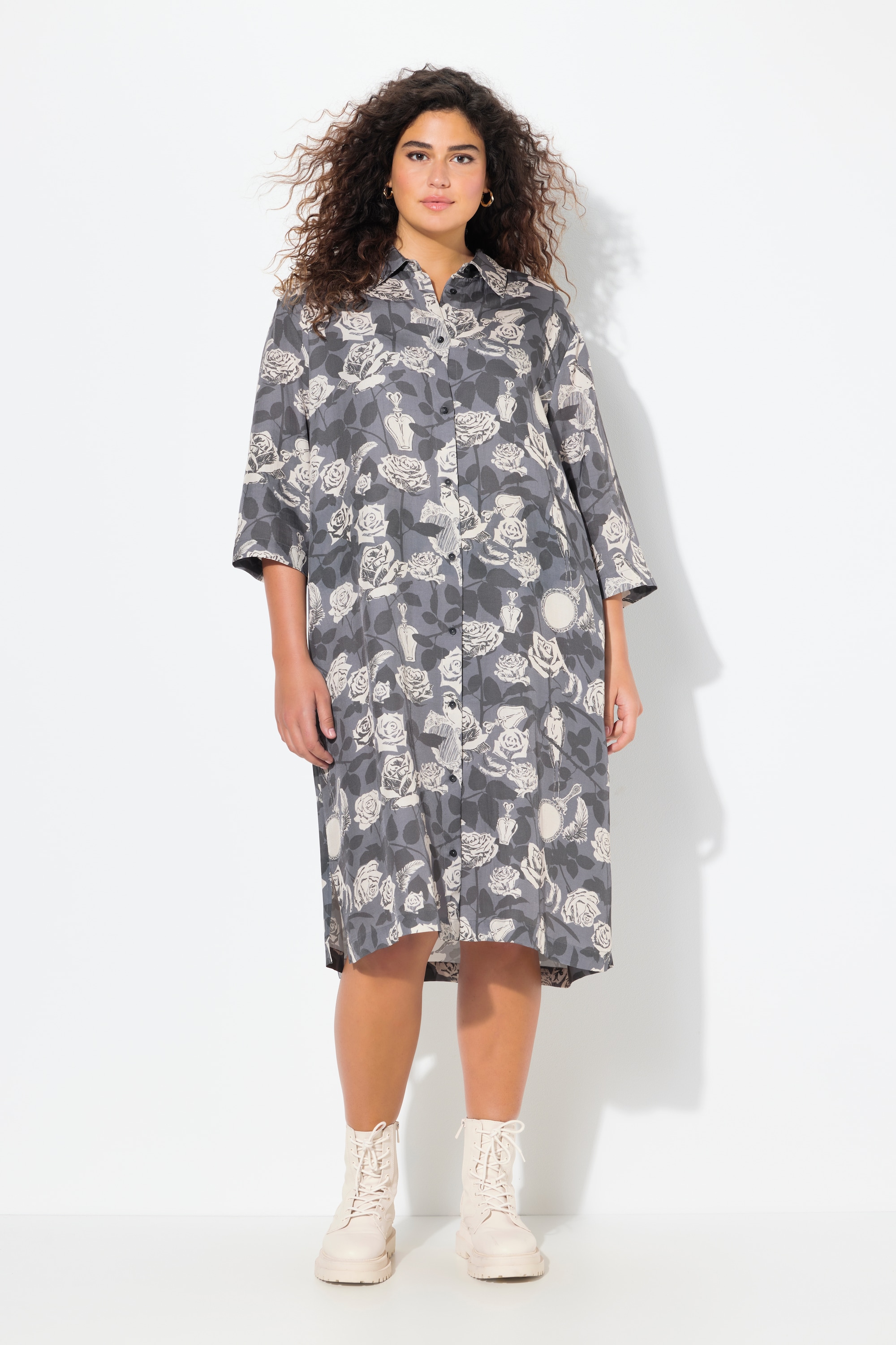 Robe chemisier coupe évasée, poches, ULLA POPKEN