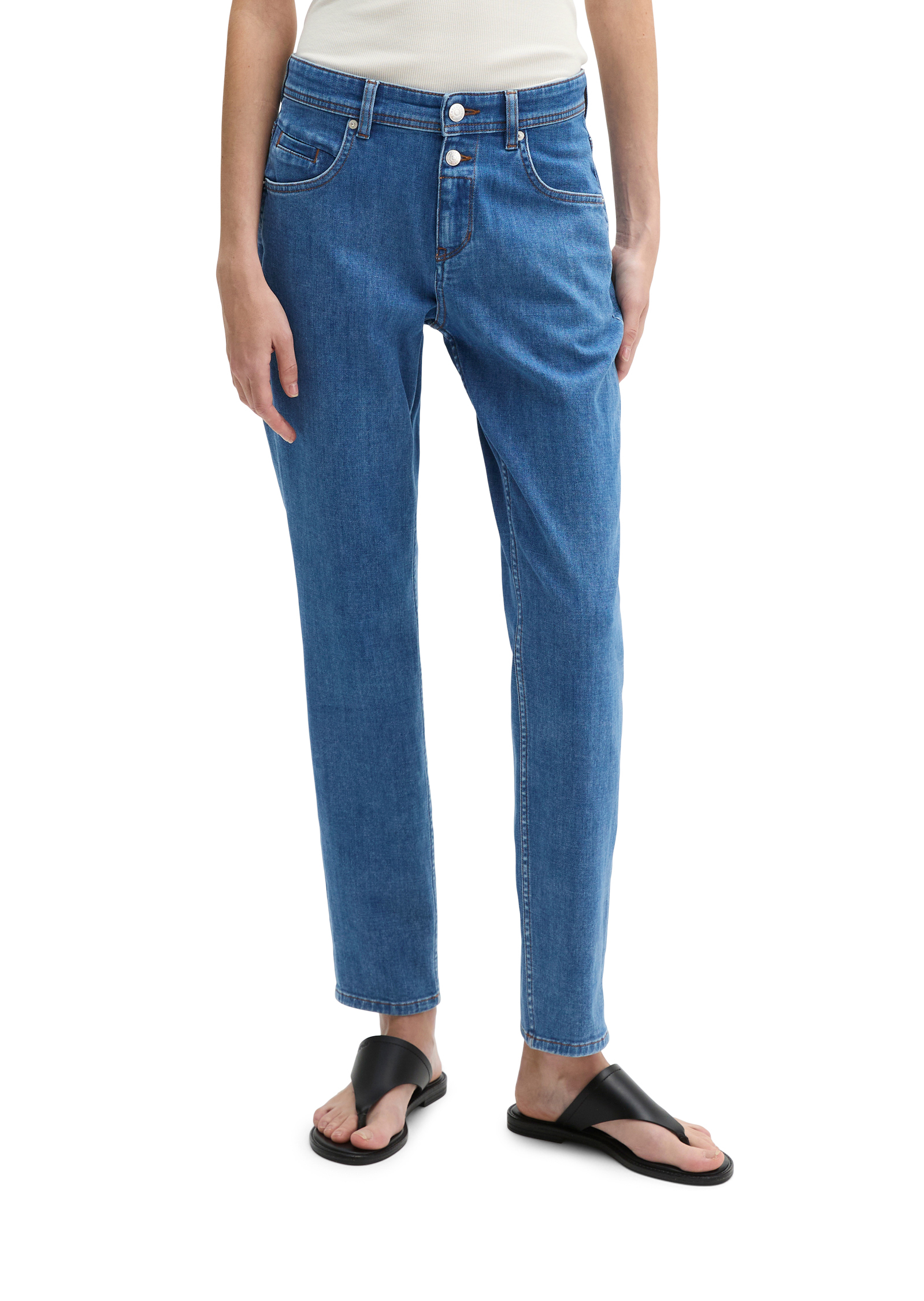 Jeans modèle Theda boyfriend cropped avec deux boutons, MARC O'POLO