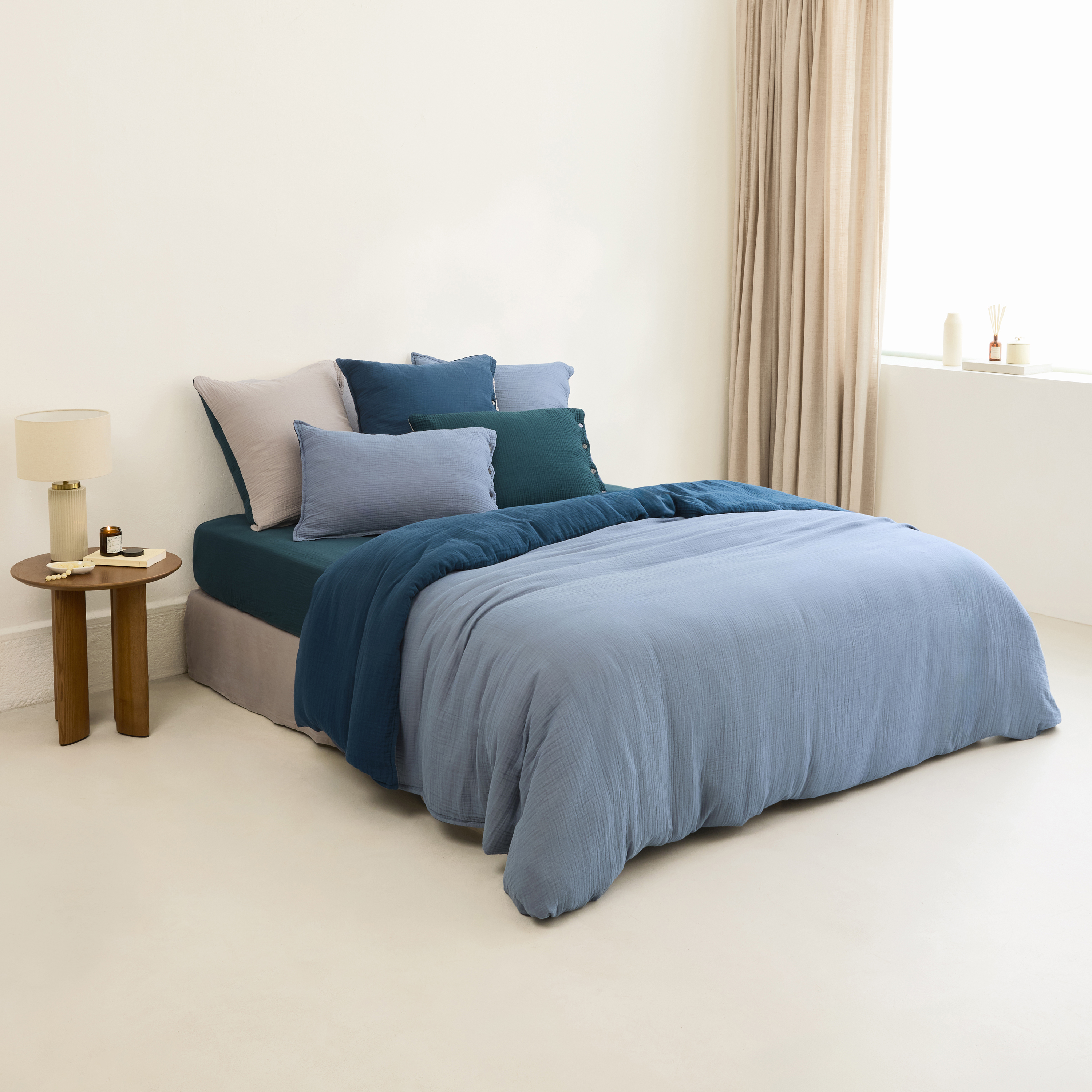 Housse de couette gaze de coton INFINI III, CARRE BLANC