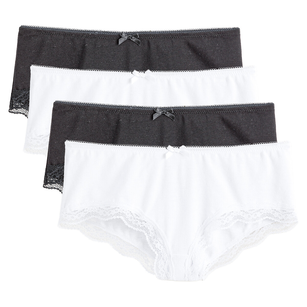 Pack of 4 maternity shorts in cotton with lace trim white/black La Redoute  Collections