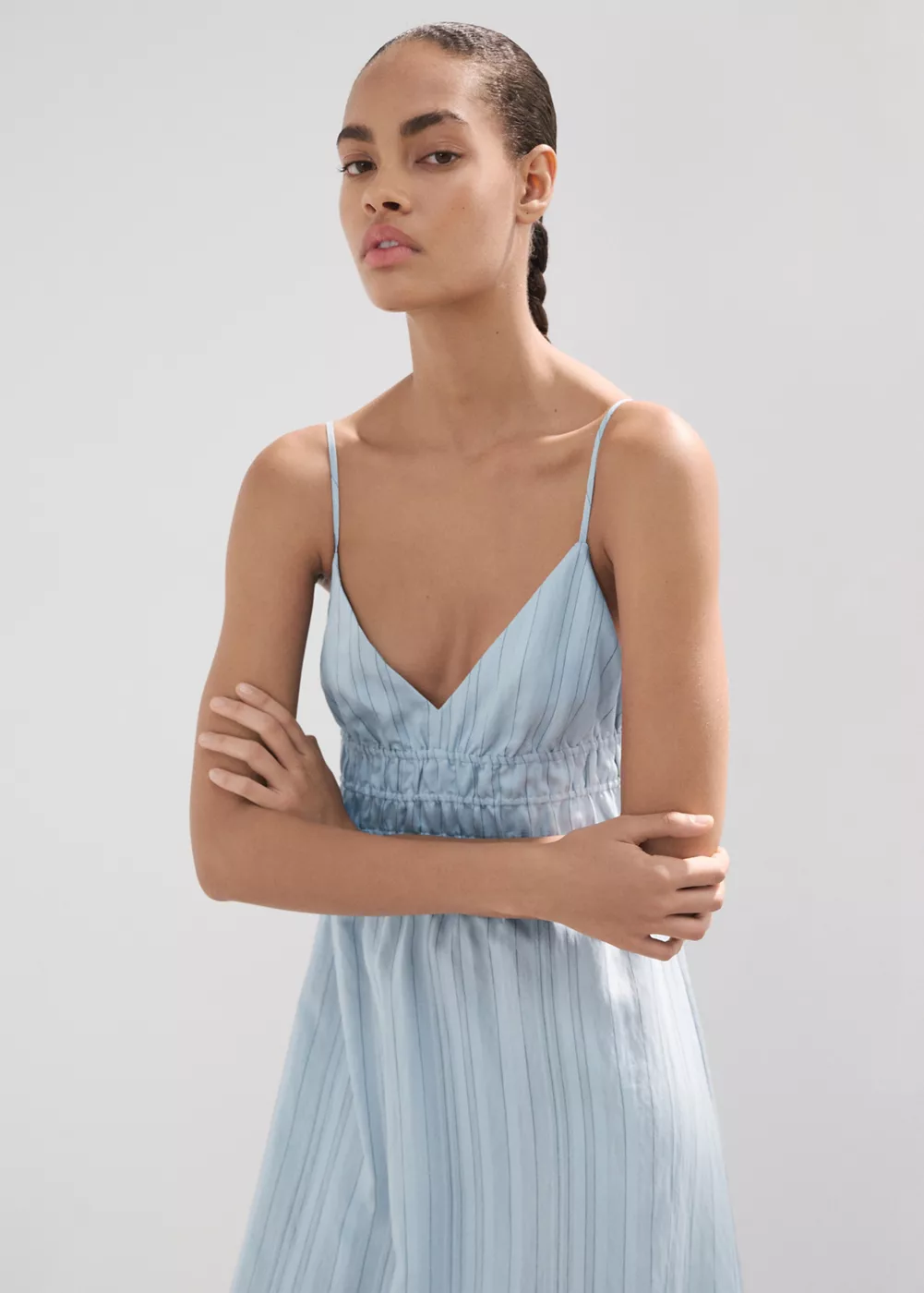 Robe froncée rayures, MANGO