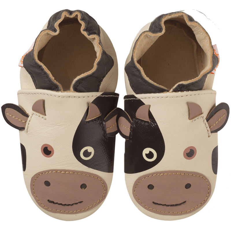 Chaussons bébé cuir souple Cache-cache la vache, TICHOUPS