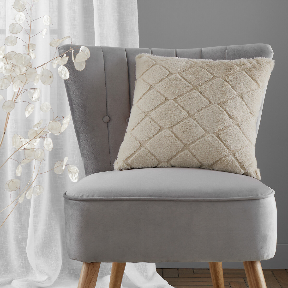 Cosy Diamond 43x43cm Filled Cushion, CATHERINE LANSFIELD