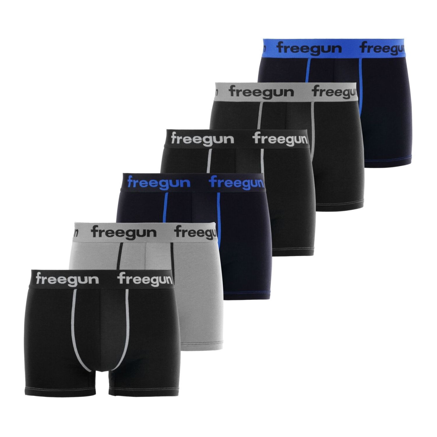 Lot De 6 Boxers Coton Uni, FREEGUN