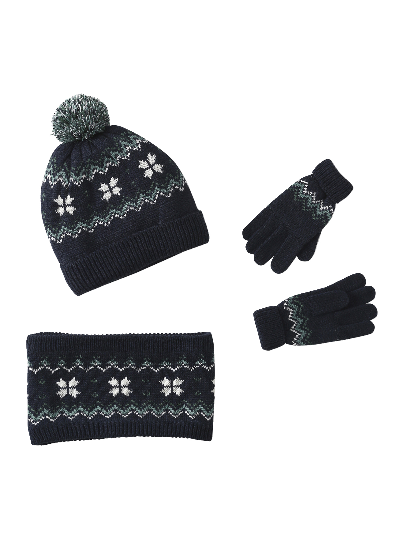 Coffret Noël Flocon bonnet + snood + gants/mitaines, VERTBAUDET