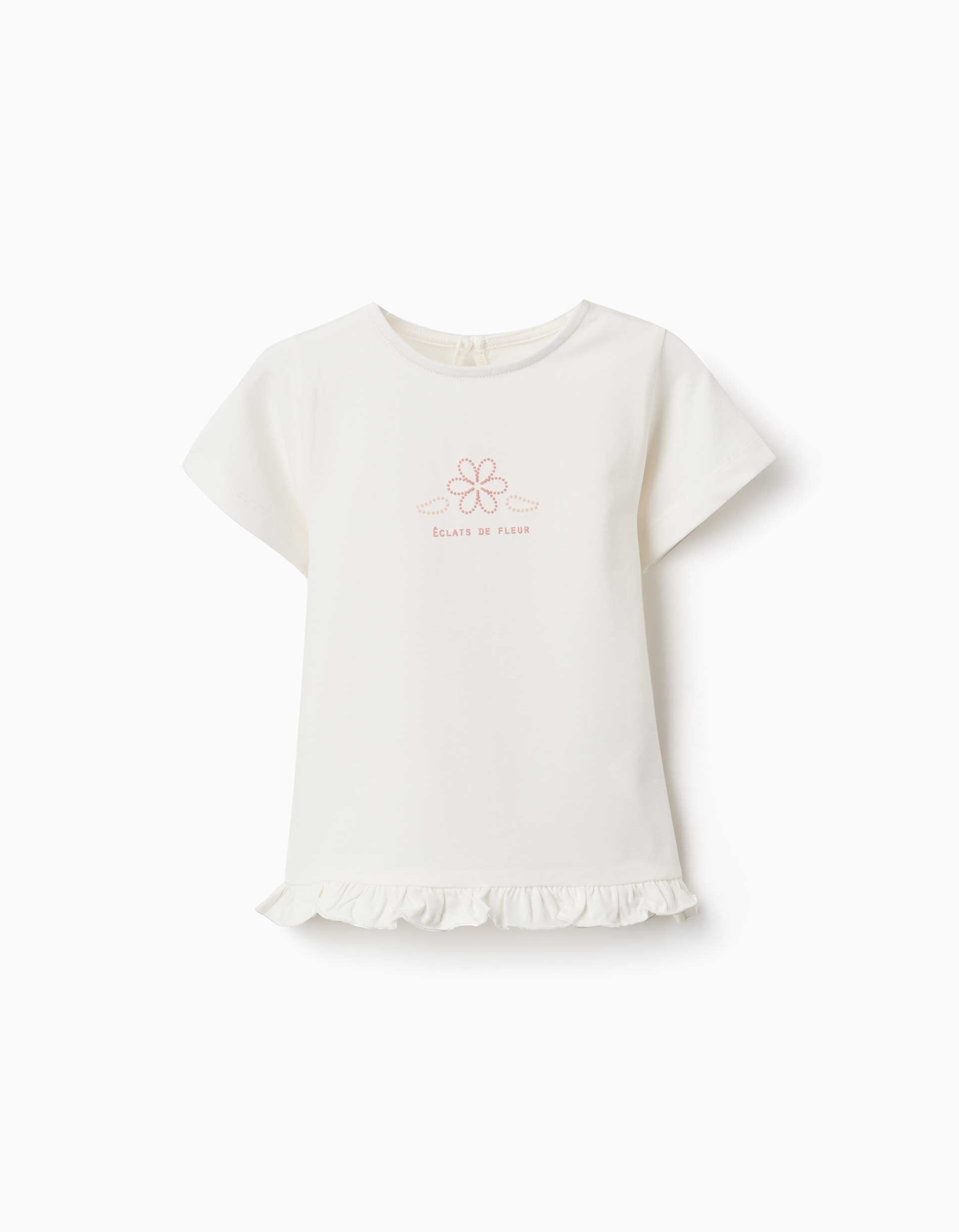 T-shirt en coton avec imprimé et ourlet à volants, ZIPPY