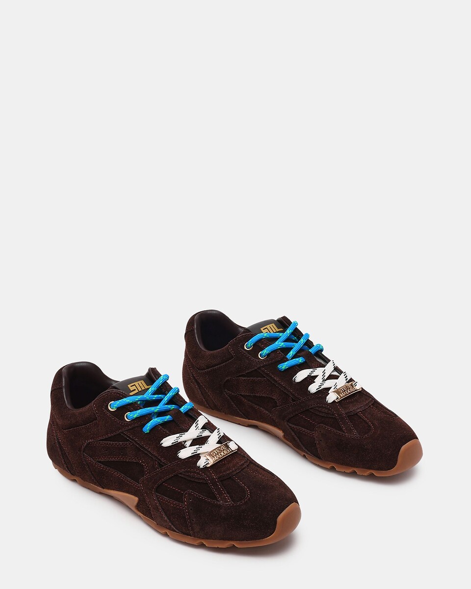 Steve Madden Zapatillas de ante con cordones dobles, ASIEL