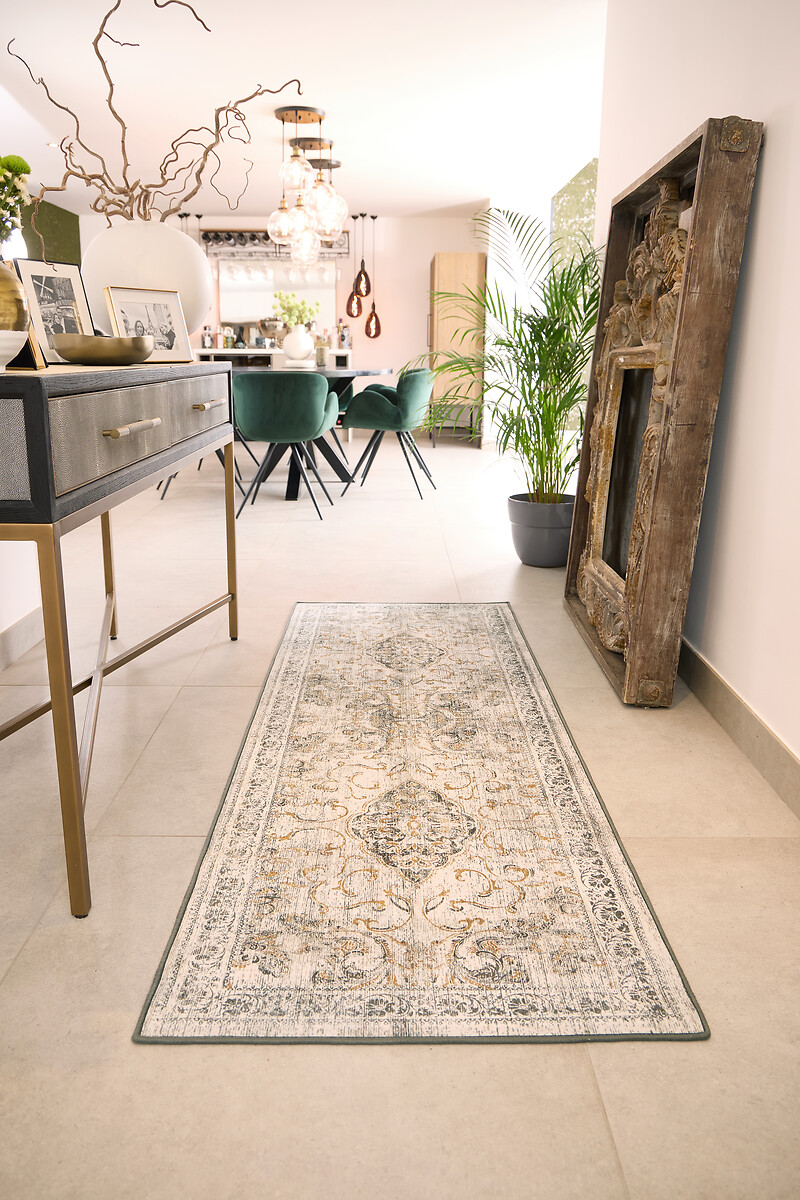 Brocade Border Eco-Washable Runner Rug, HUG RUG