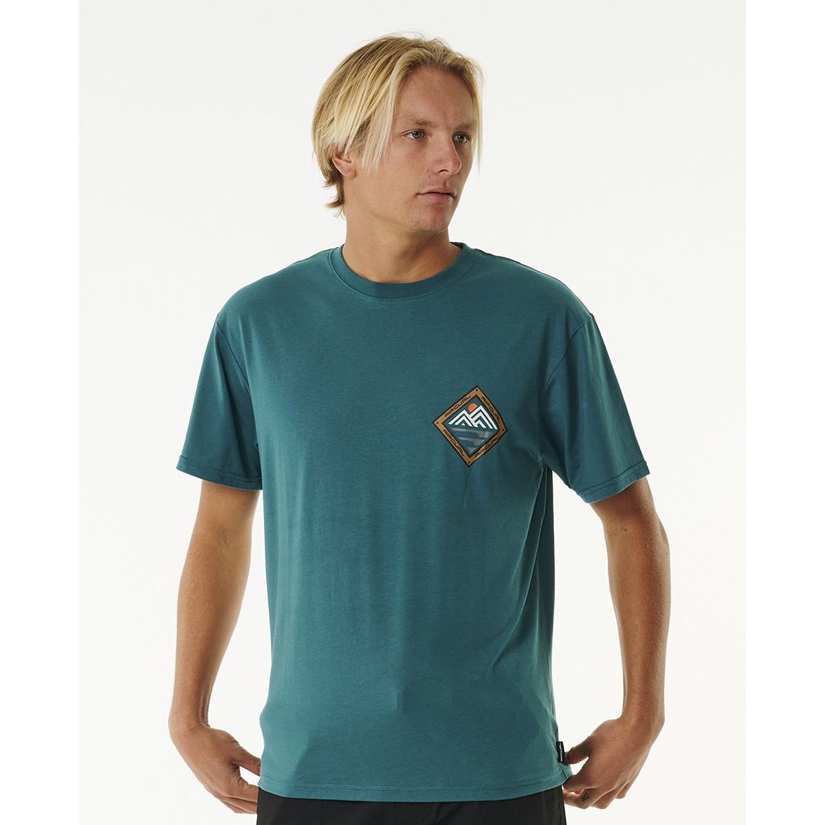 T Shirt Manches Courtes Vaporcool Journeys Peak Blue Green Bleu Vert Rip Curl La Redoute