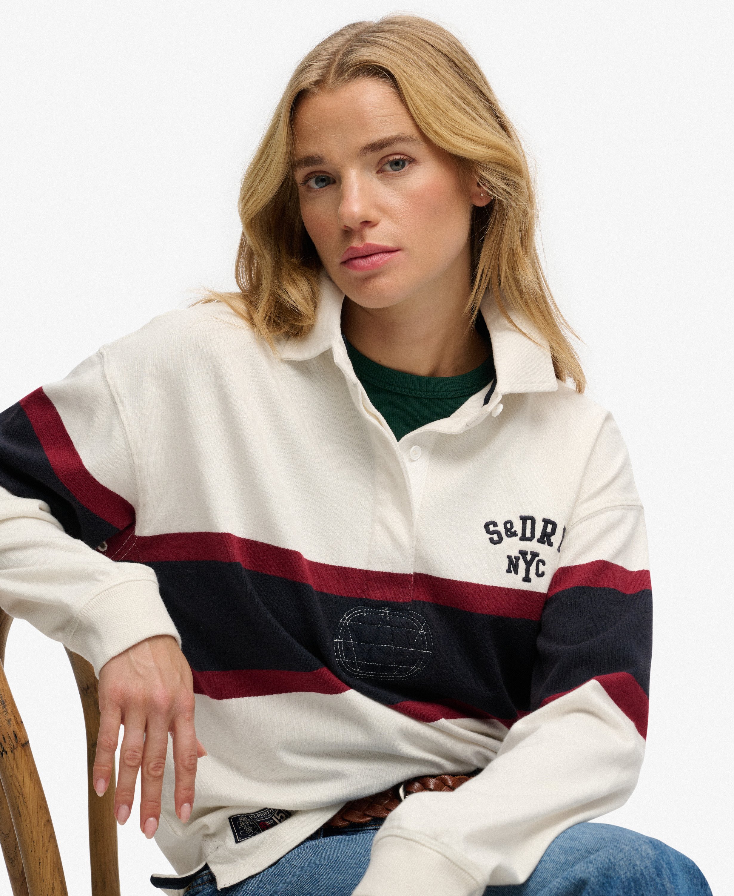 Rugby Top Heritage Stripe Coupe Oversize, SUPERDRY