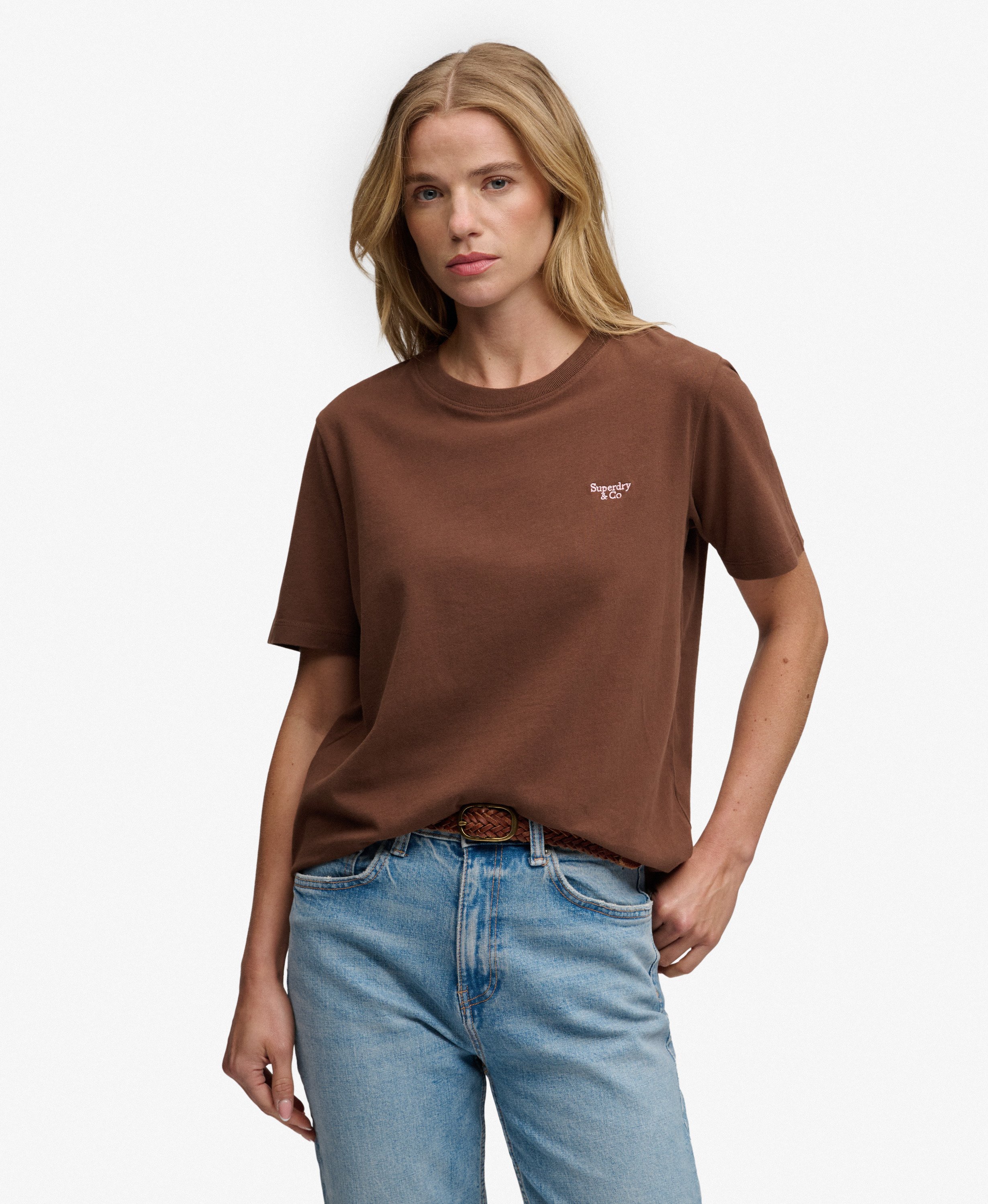 T-shirt Signature Embroidered coupe décontractée, SUPERDRY