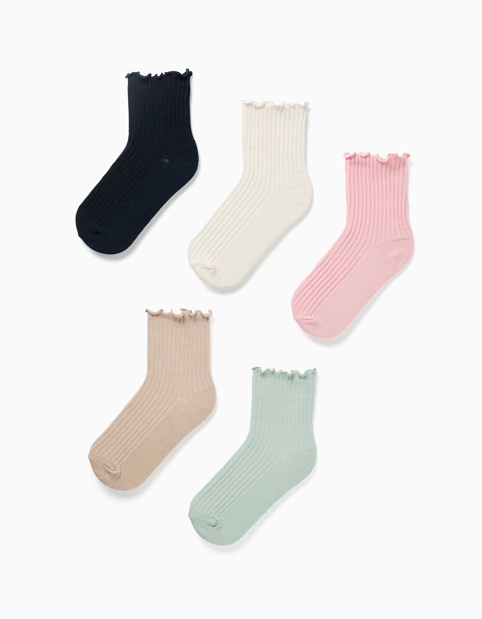 Lot de 5 paires de chaussettes côtelées avec tiges ondulées, ZIPPY
