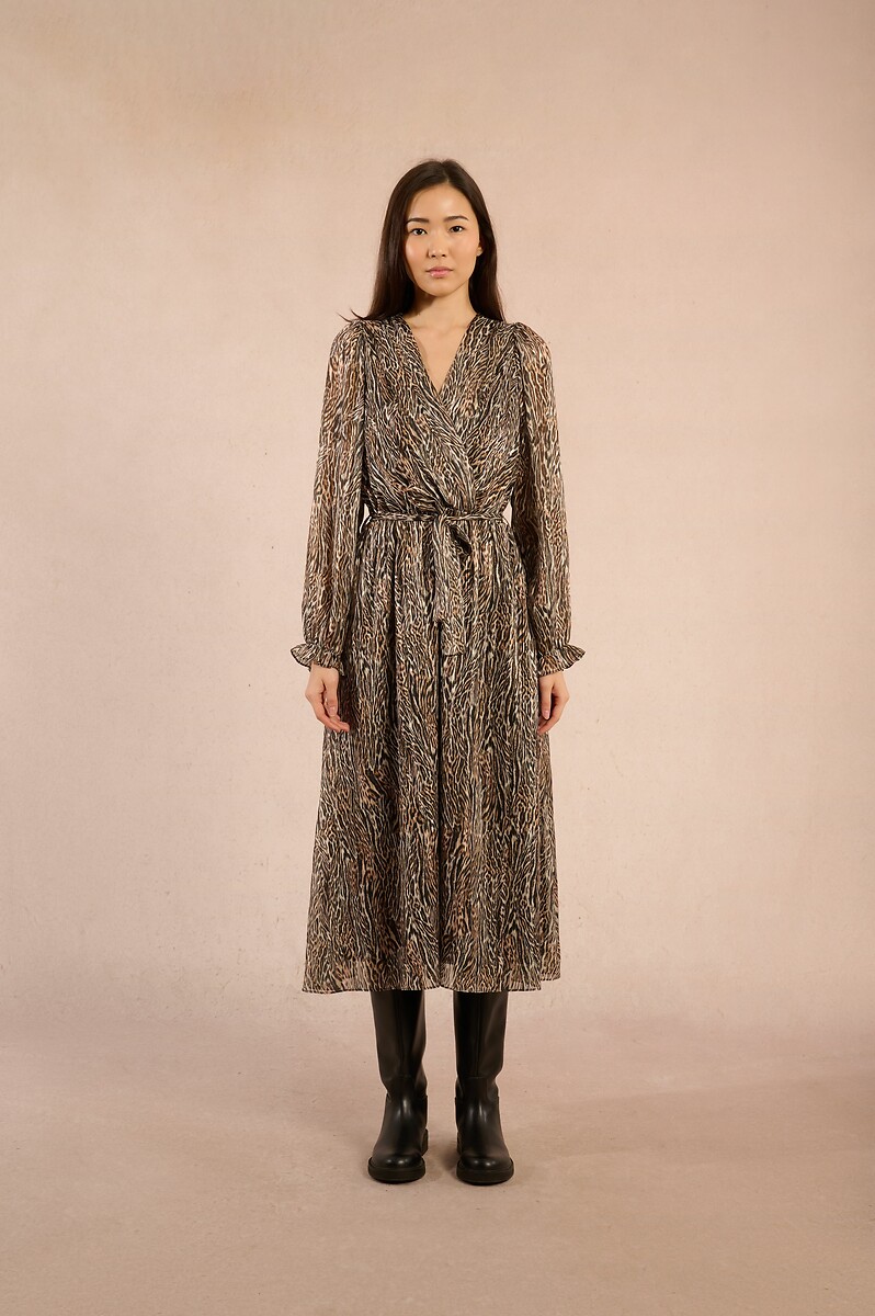 Animal Print Wrapover Dress, MOLLY BRACKEN