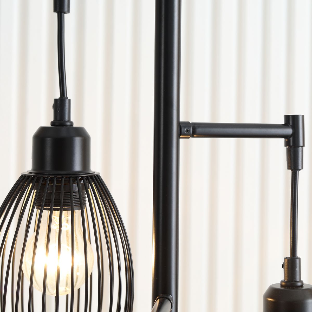 HOMCOM Lampe lampadaire à arc salon courbée - Lampe arceau moderne en métal  - Lampadaire sur pied métal lin noir pas cher 
