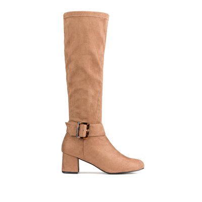 Wide Fit Knee-High Boots with Block Heel LA REDOUTE COLLECTIONS PLUS