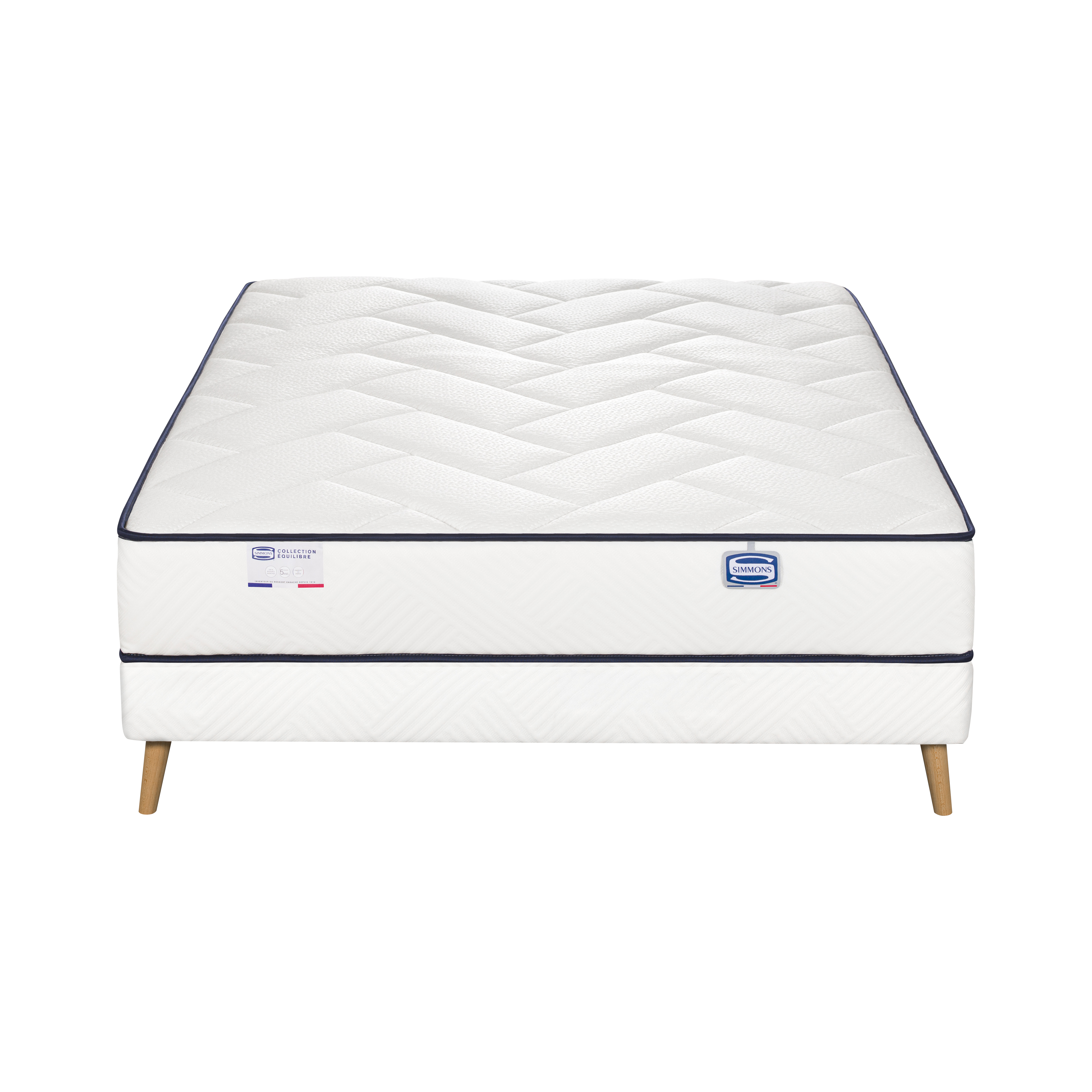 Ensemble L'EVIDENT, matelas ressorts ensachés 140x190, ferme, H23 + sommier, SIMMONS