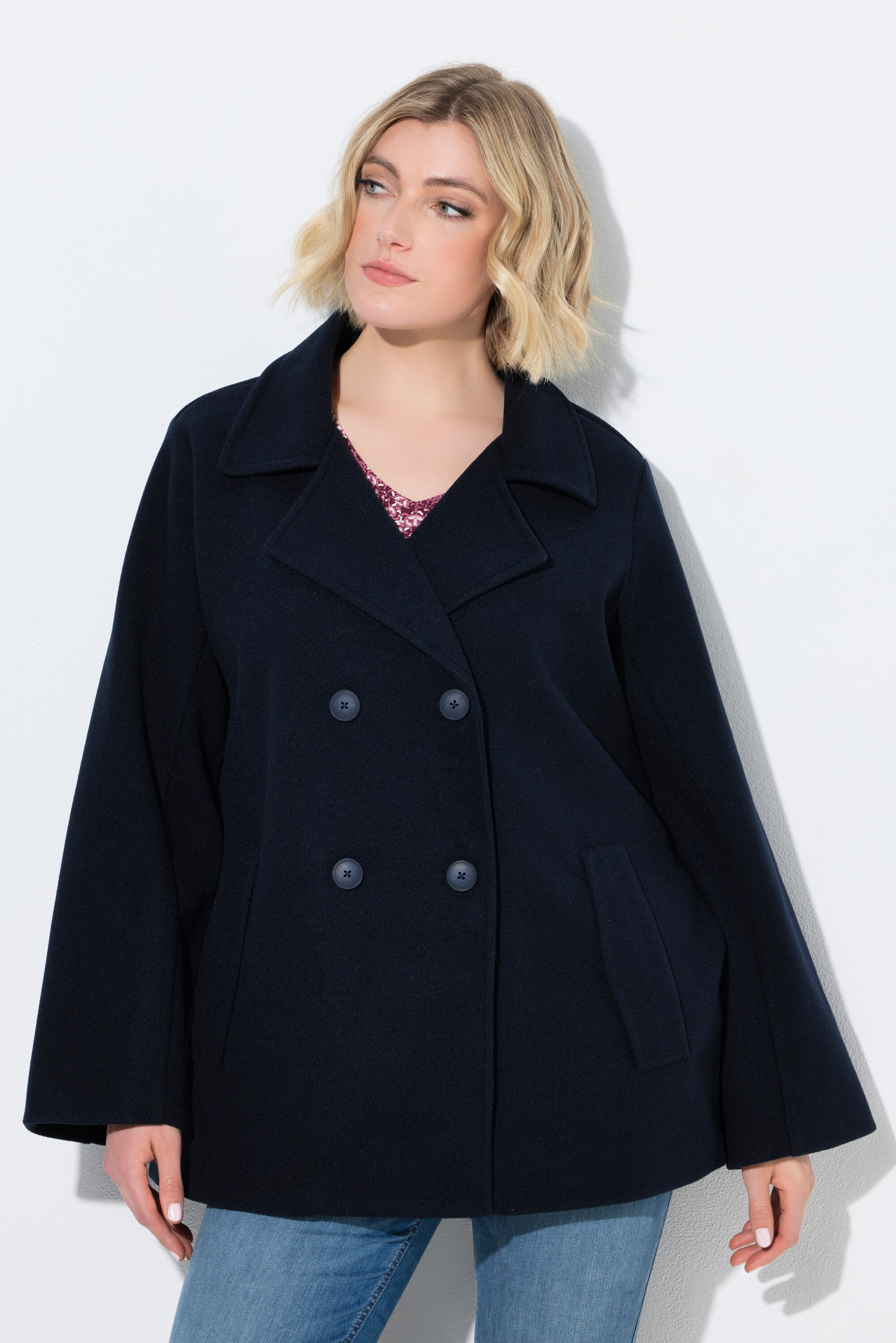Caban oversize, col à revers, ULLA POPKEN