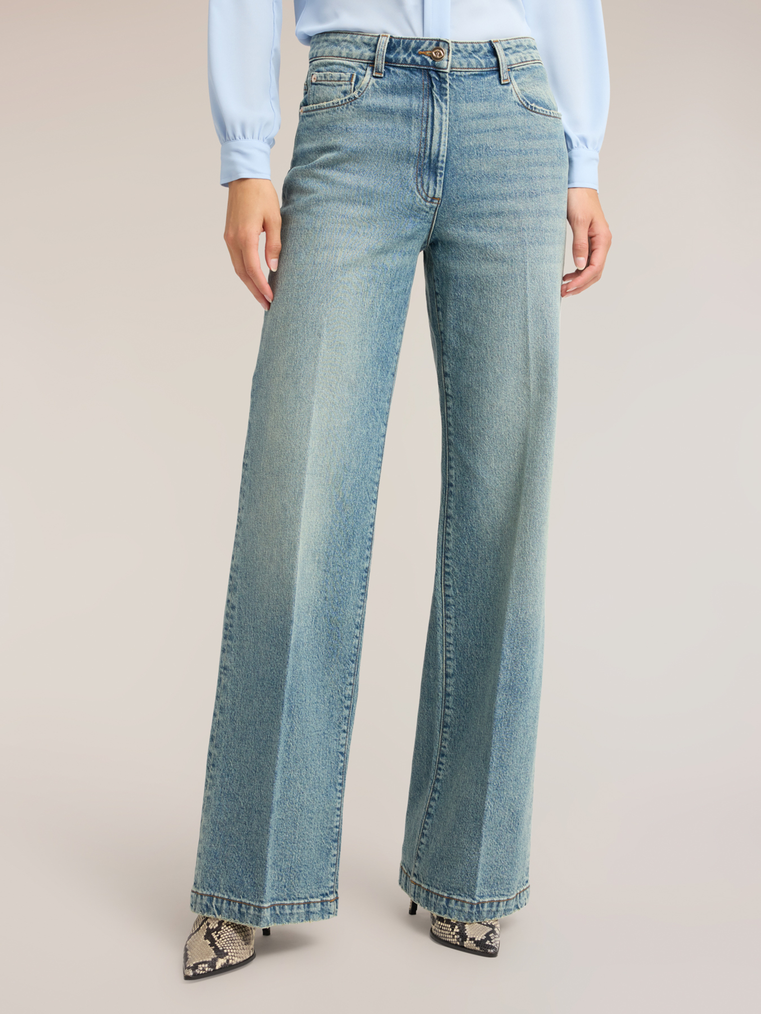 Jean large taille haute washed, MOTIVI