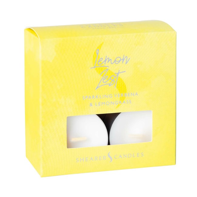Lemon Zest Tealights (Pack of 8), yellow, SHEARER