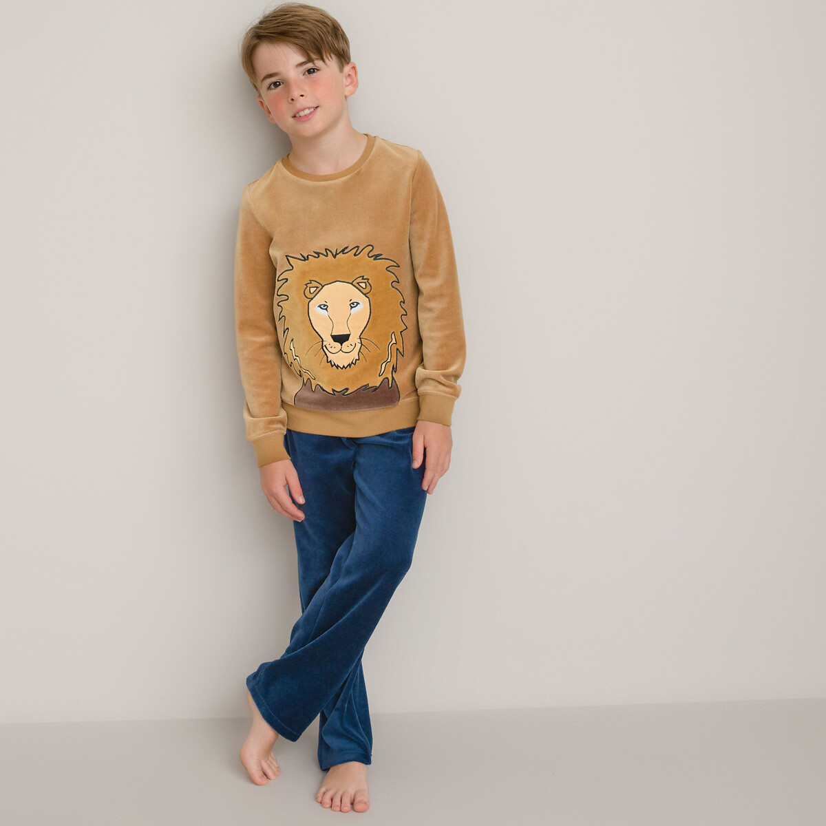 Velour Lion Pyjamas in Cotton Mix