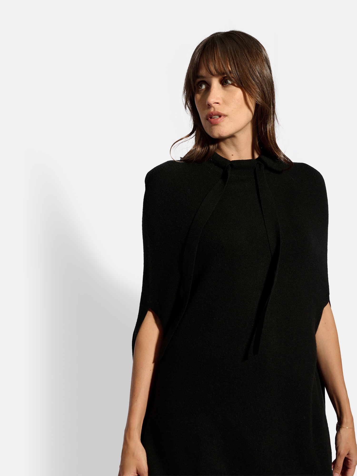 Cape Col Rond Cordon Coulissant Noir Miamar, JUST CASHMERE