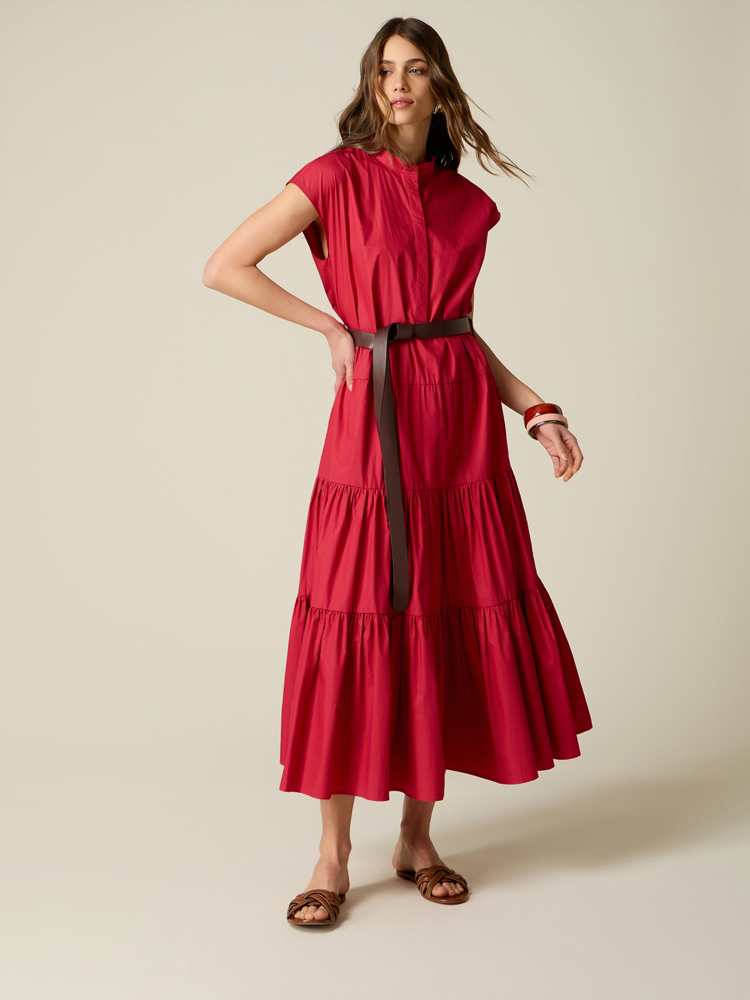 Robe chemise en popeline avec ceinture, OLTRE