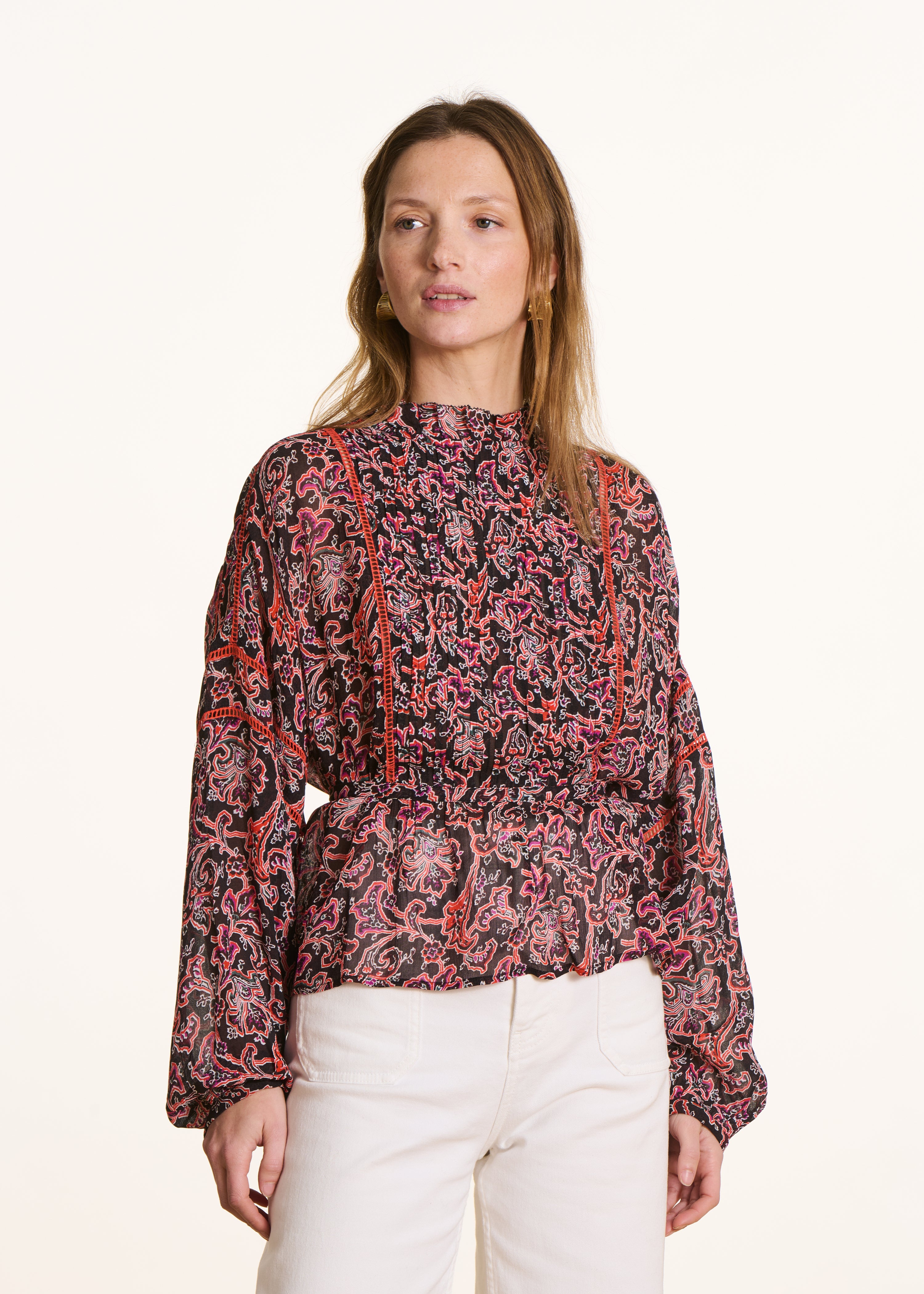 Blouse manches longues à imprimé floral, LA FEE MARABOUTEE
