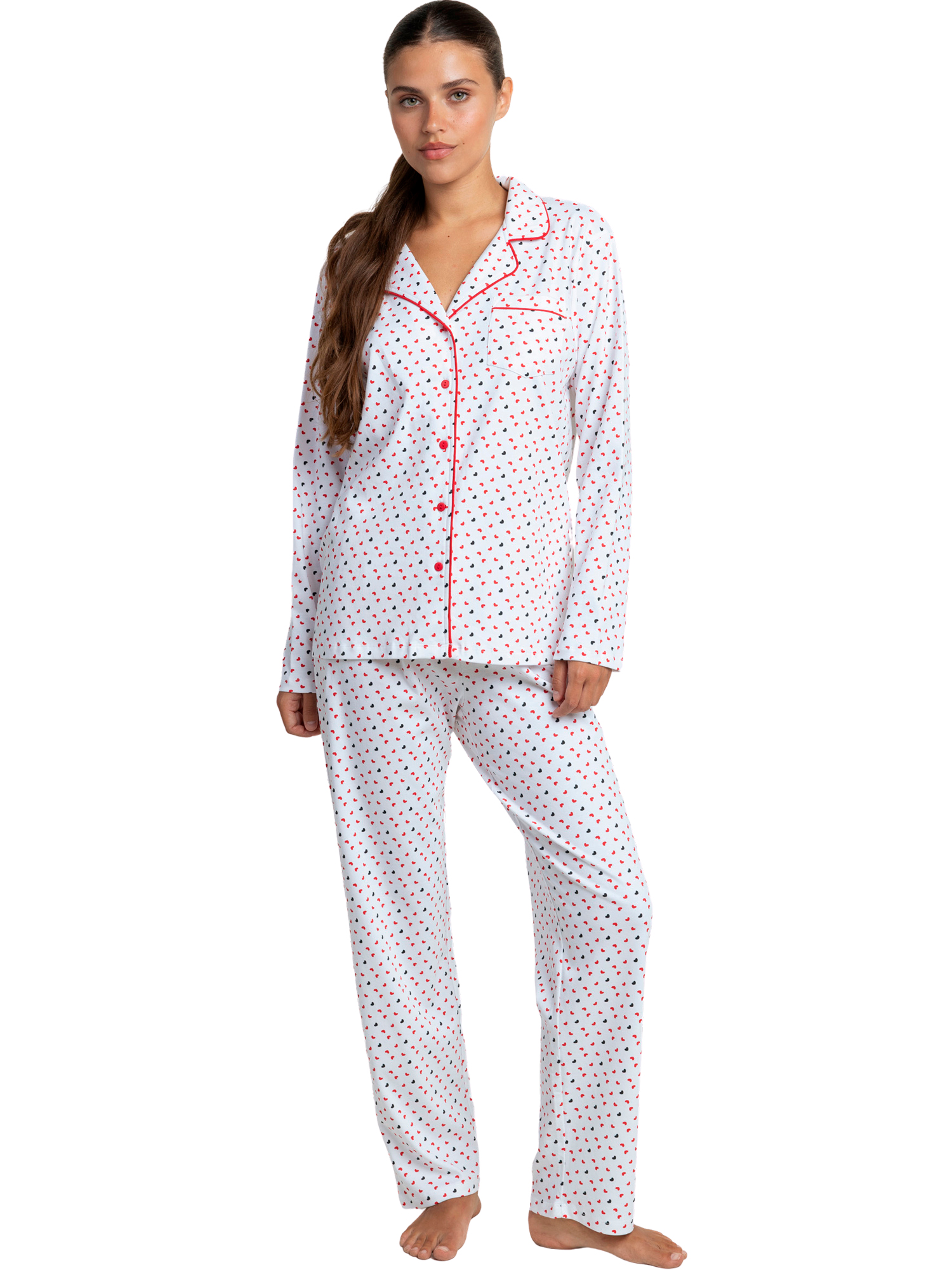 Pyjama pantalon chemise manches longues Love Hearts, ADMAS