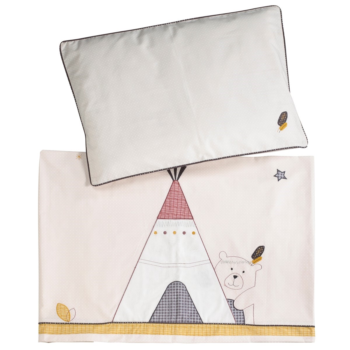Housse de couette et taie en coton, SAUTHON