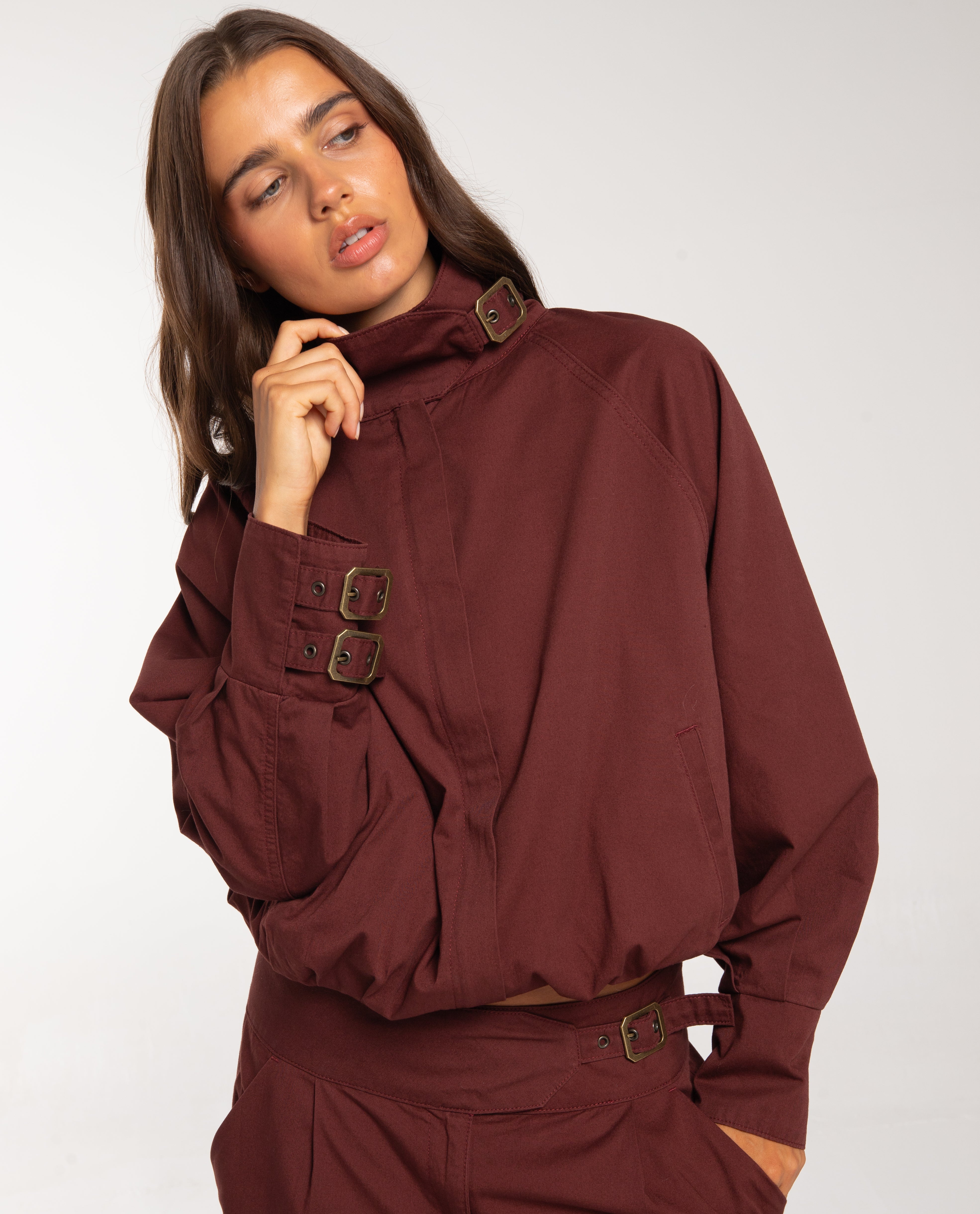 Veste courte style bomber à col montant, THE-ARE