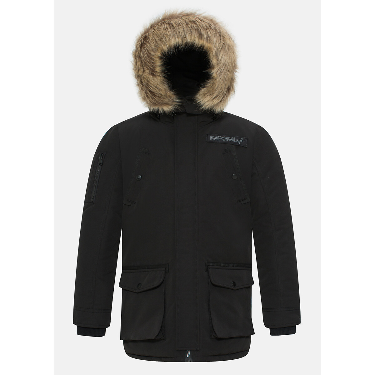 Hooded padded jacket black Kaporal La Redoute