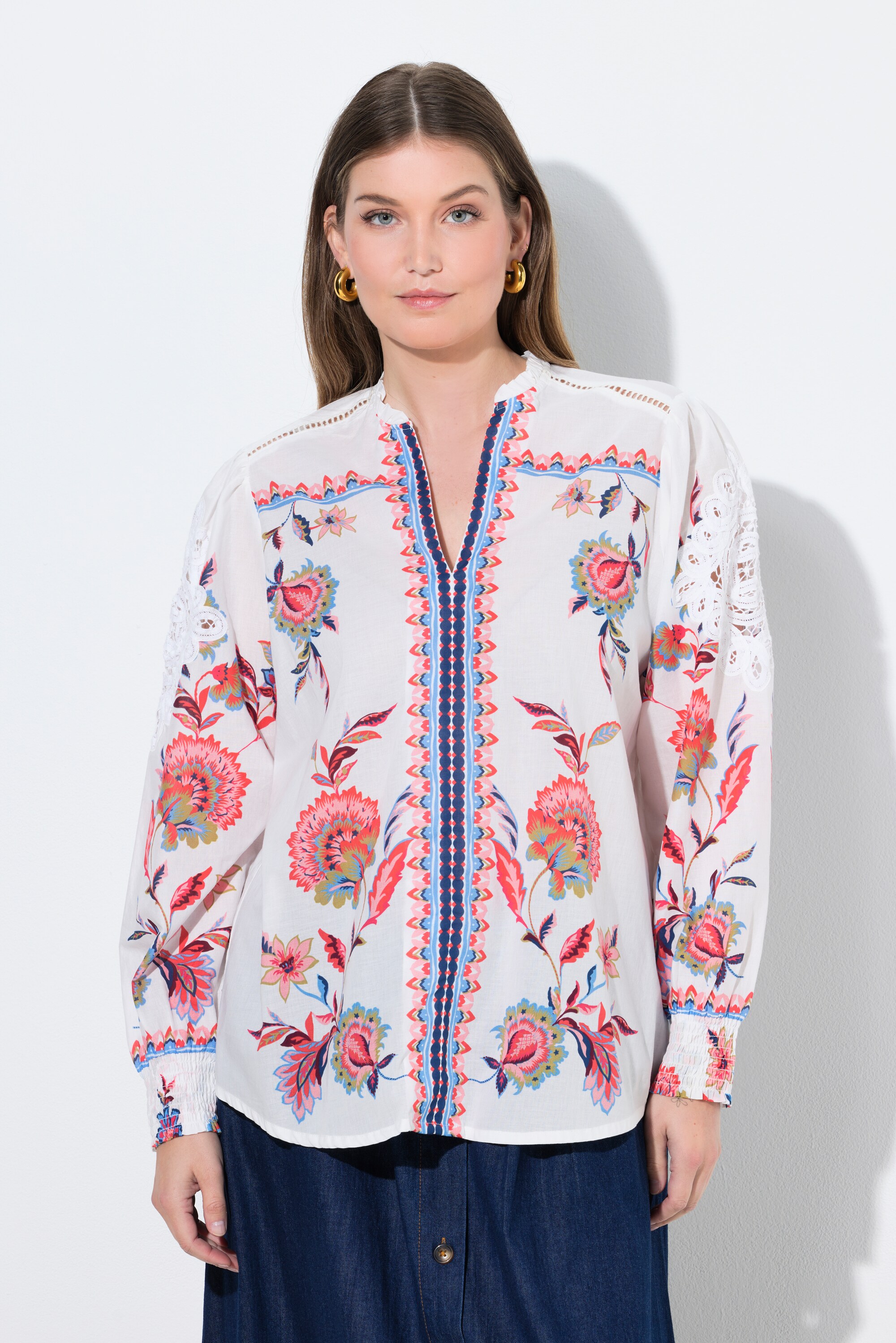 Chemisier avec broderie ajourée, ULLA POPKEN