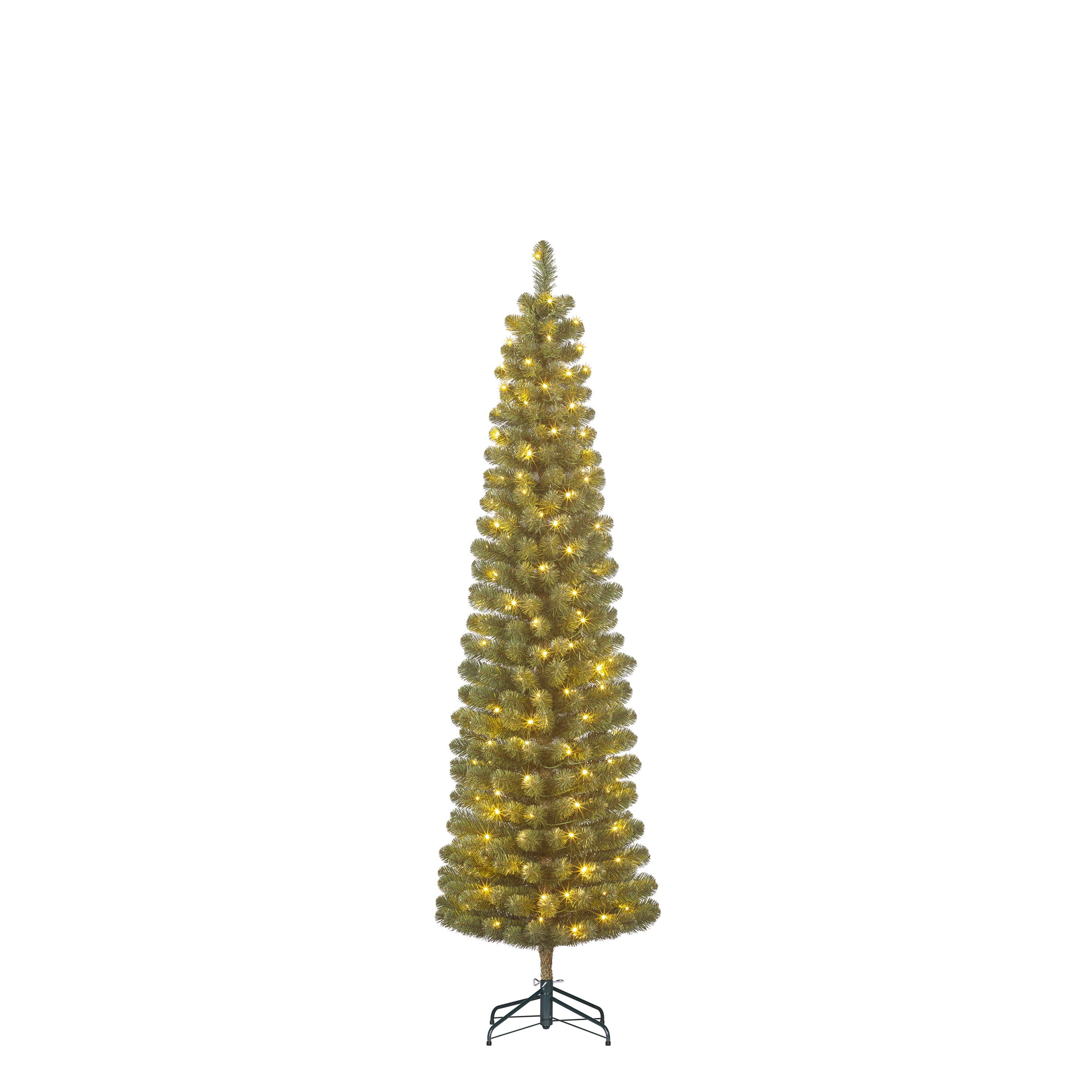 Sapin de Noël artificiel étroit avec LED H185 cm CHARLTON, BLACK BOX TREES