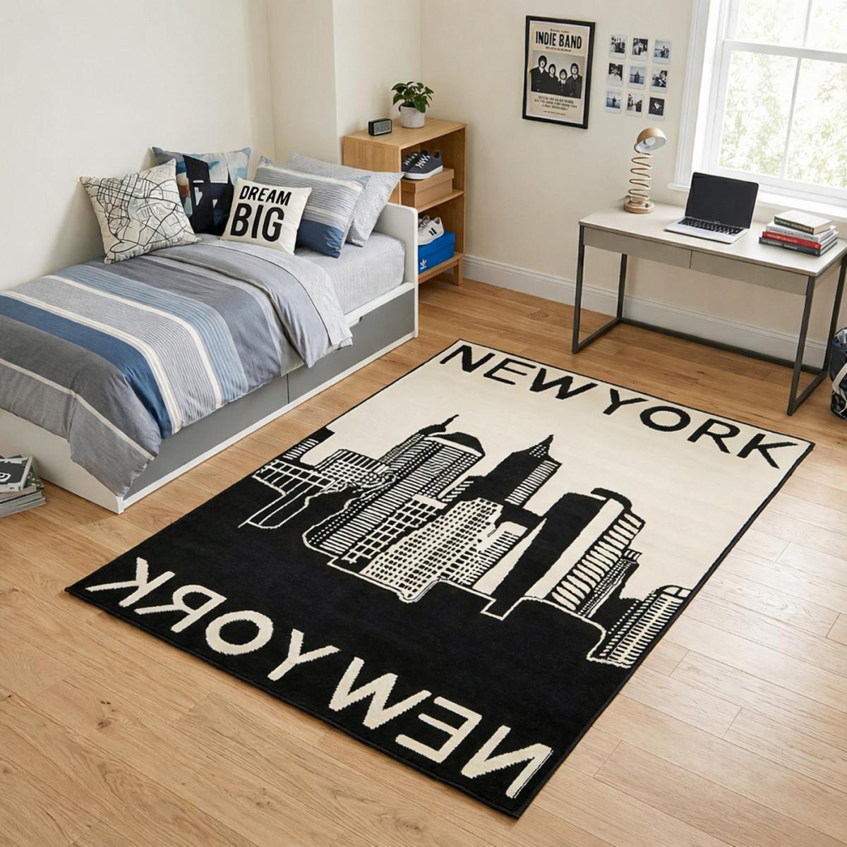 Tapis salon et chambre tissé motif fresque NEW YORK CITY, UN AMOUR DE TAPIS