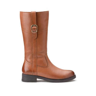 Kids' Mid-Calf Riding Boots in Leather with Zip Fastening LA REDOUTE COLLECTIONS