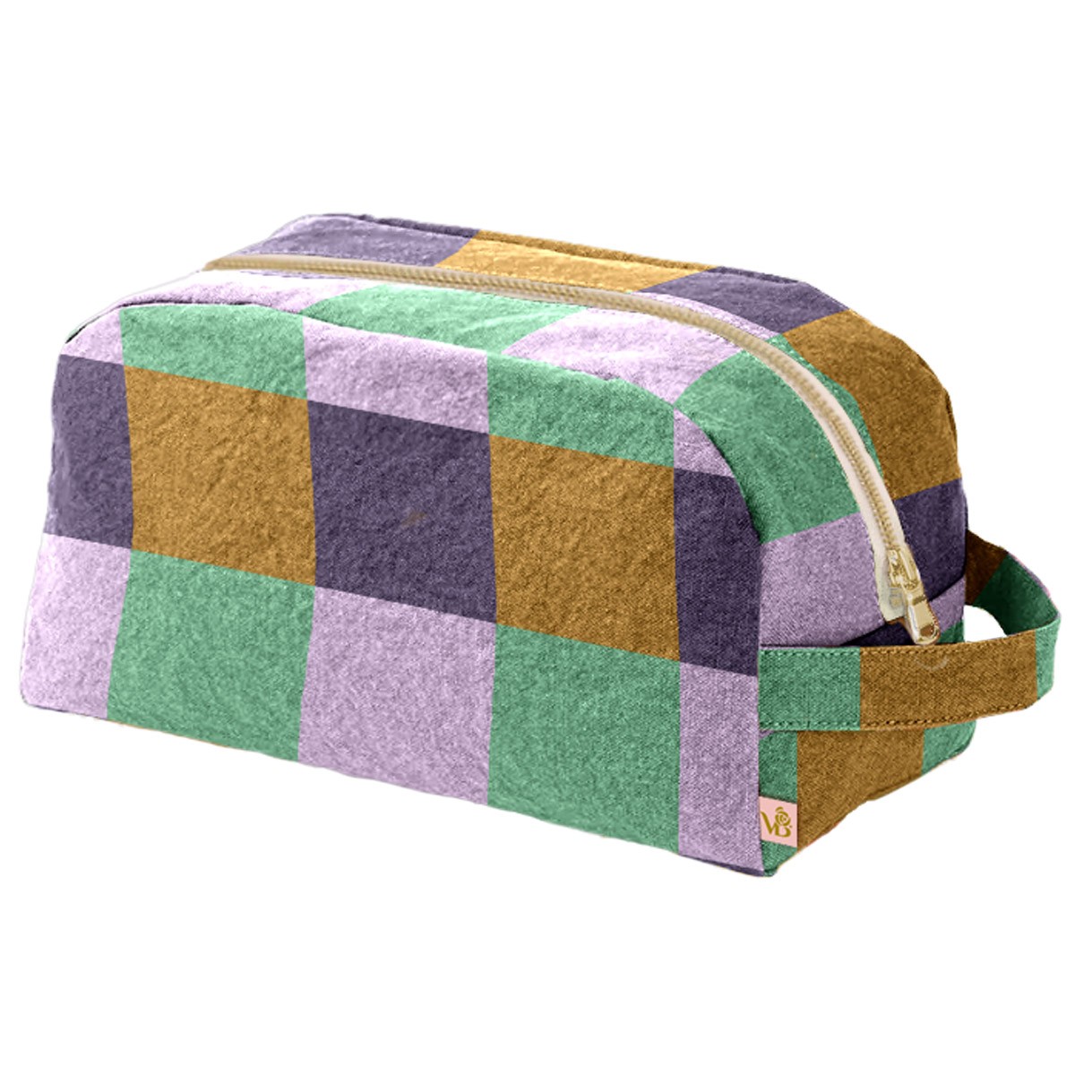 Trousse de toilette en velours géométrique, CARO, VENT DE BOHÈME
