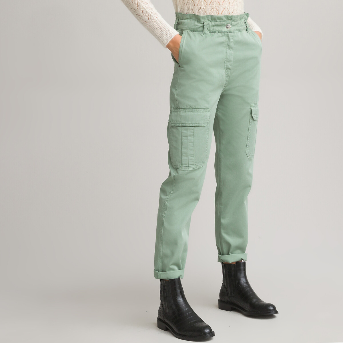 La Redoute Collection Plus Mens Elasticated Waist Cotton Trousers Length 36 