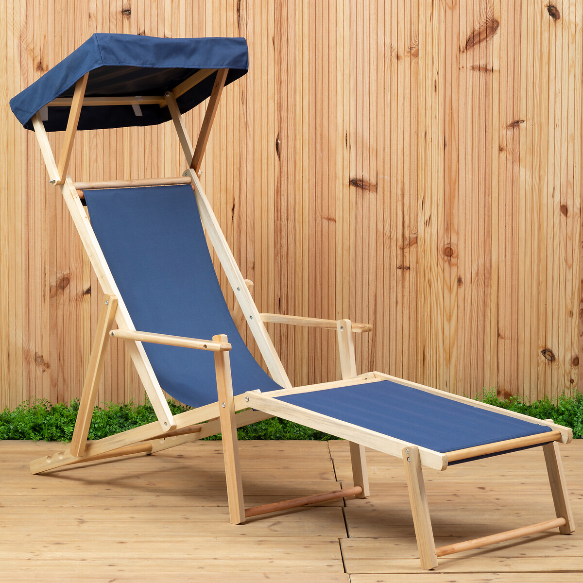 Jericho Solid Wood Sun Lounger with Adjustable Backrest, SO'HOME