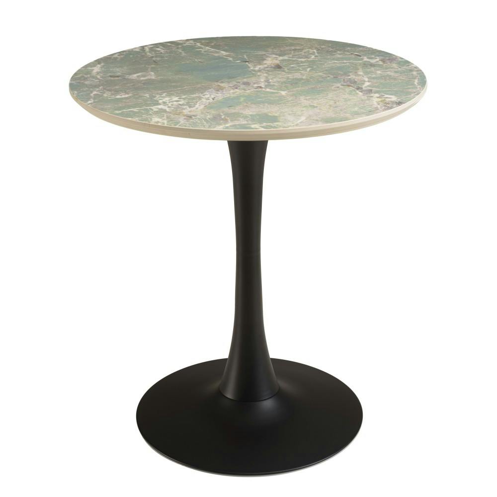 Table bistrot D70cm en céramique marbré vert pied tulipe BELLUNE, PIER IMPORT
